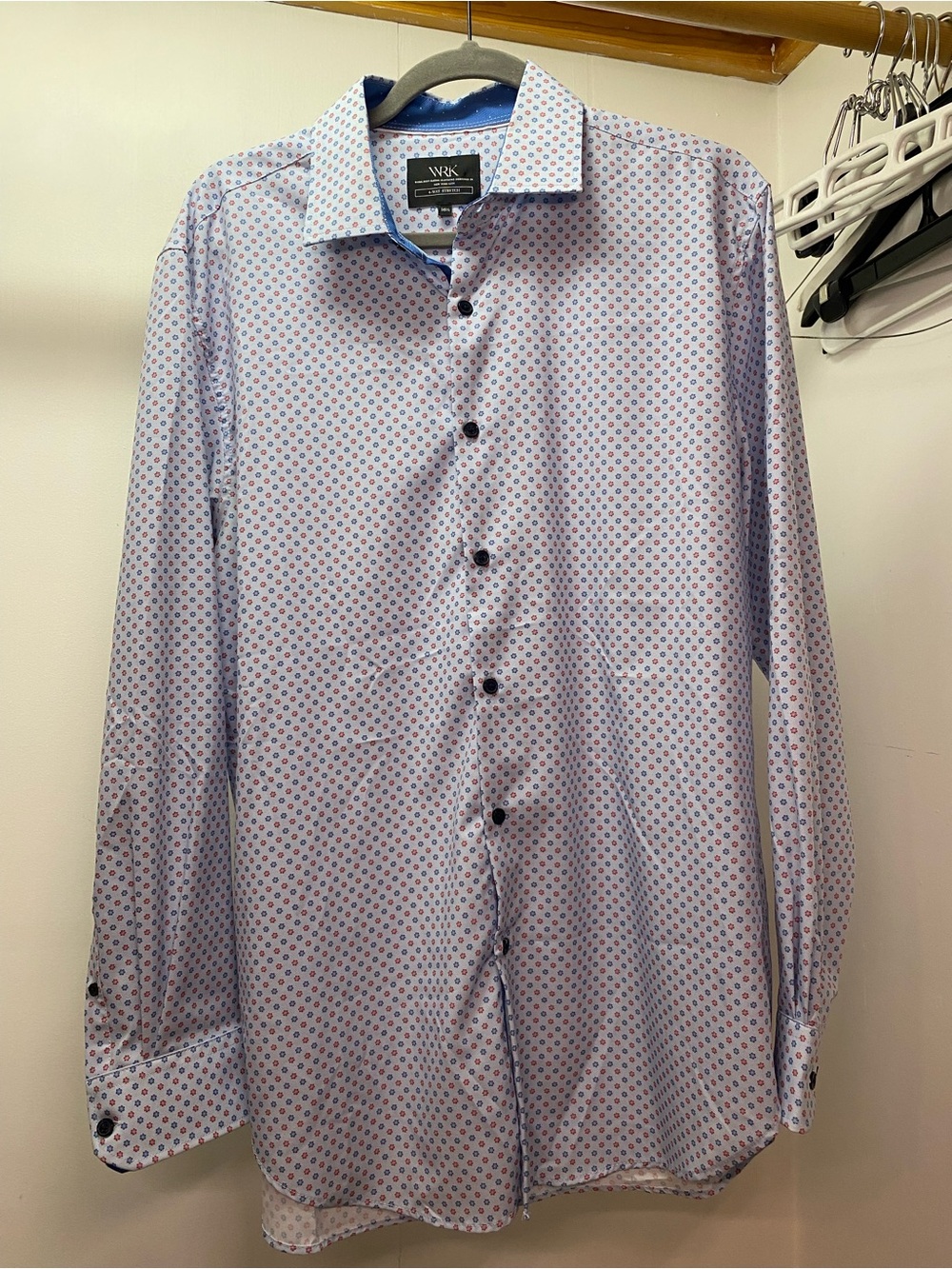 WRK Work Rest Karma Mens Floral Dress Shirt Sz 16.5 4-Way Stretch Long Sleeve